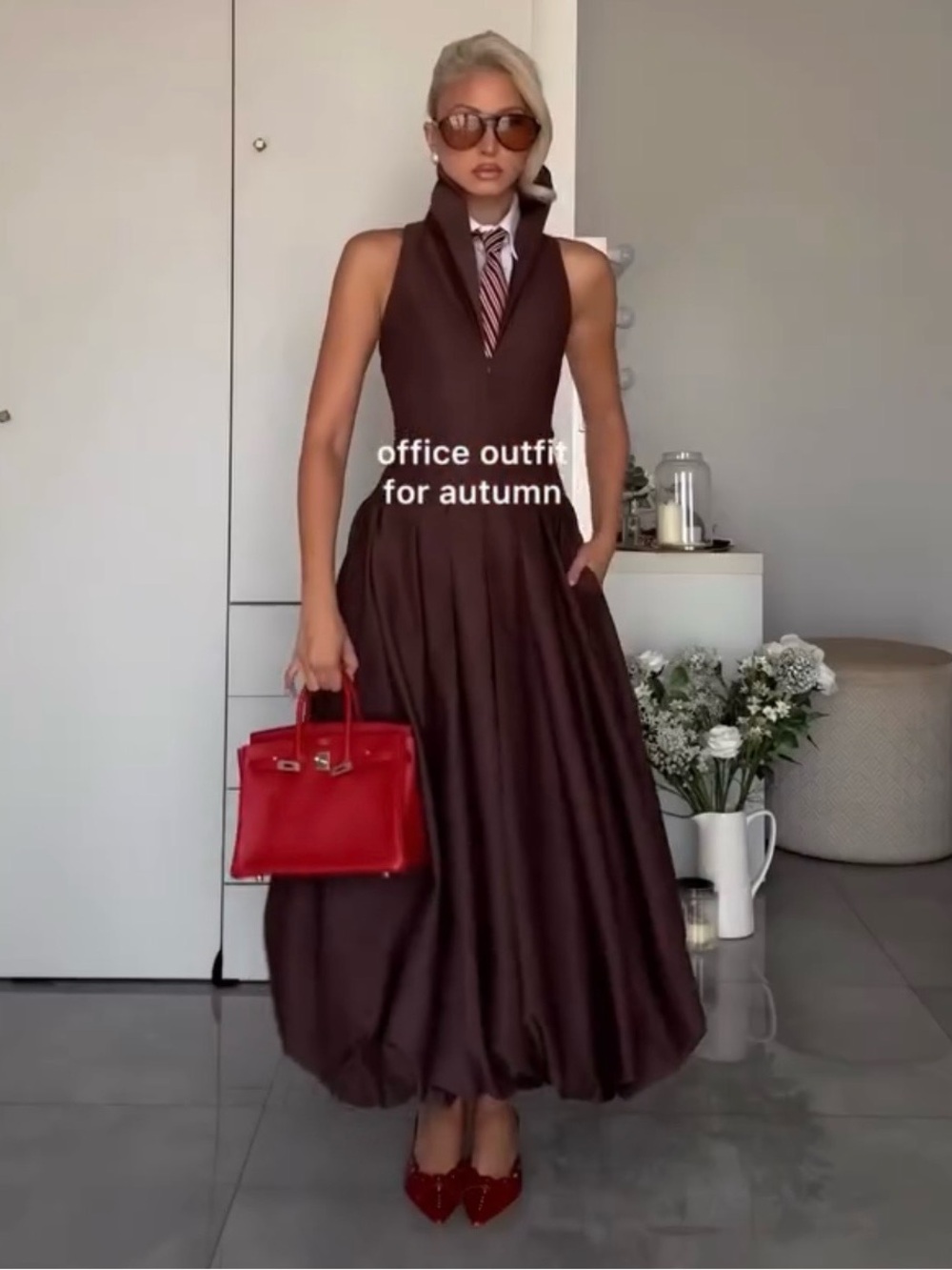 Sleeveless Brown Maxi Halter Dress - Chic Office-to-Event Style